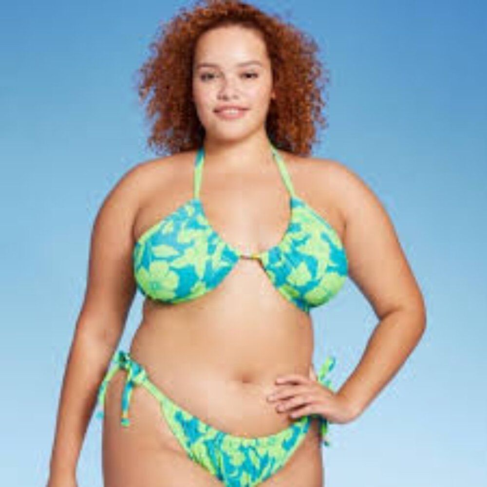Women's Detail U-Neck Multi-Way Bralette Bikini Top - Wild Fable™ Multi Tropical